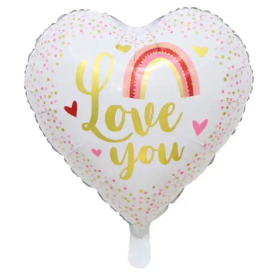 'I Love You' - white - balloon  with  Helium (45cm )