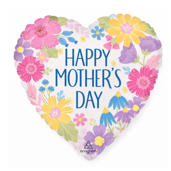 Mother's Day - floral balloon with  helium (43cm)