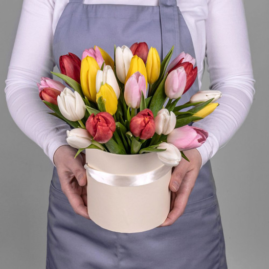Színes tulipánok - virágdoboz