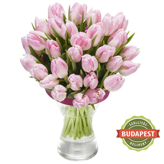 Rózsaszín tulipánok csak Budapestre - virágcsokor
